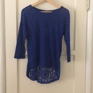 Blue lace back sweater